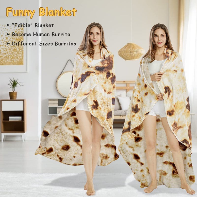 SeaRoomy Burritos Tortilla Throw Blanket, Tortilla Wrap Blanket, Novelty Tortillas Round Giant Round Soft Blankets for Adults and Kids (Brown, 71 inches) - Image 4